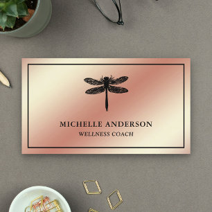 Moderne Elegant Faux Roos Gold Foil Dragonfly Visitekaartje