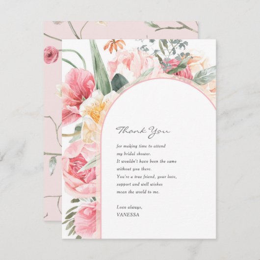 Moderne elegant floraal gepersonaliseerd bedankt (Voorkant / Achterkant)