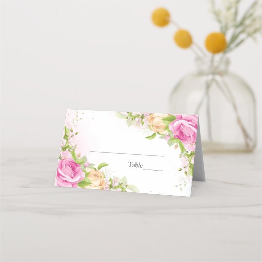 Moderne elegant Floral Chic Wedding Place Card Plaatskaartje (Achterkant)