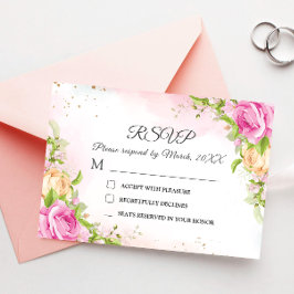 Moderne Elegant Floral Chic Wedding RSVP Kaart