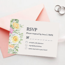 Moderne Elegant Floral Colorful Rozen RSVP-kaart