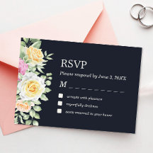 Moderne Elegant Floral Dark Wedding RSVP Kaart