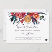 Moderne elegant floral gold PHOTO graduation party Kaart (Voorkant)