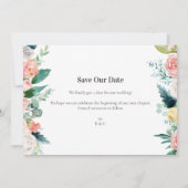 Moderne Elegant Floral Roos Vloer sparen de Datum Kaart (Achterkant)