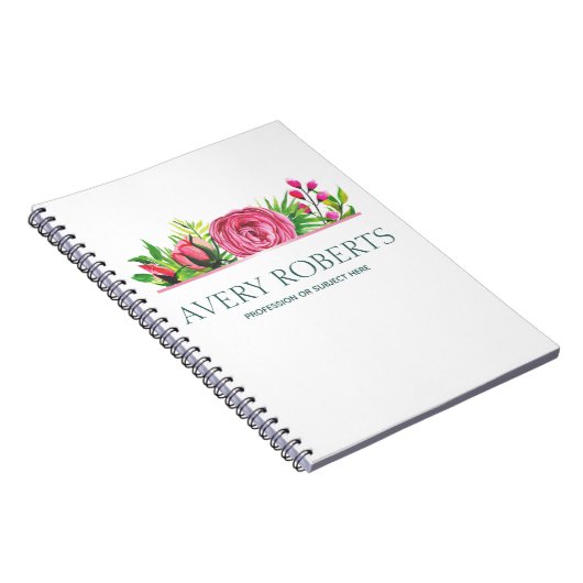 Moderne Elegant florale waterverf Notitieboek (Rechterzijde)