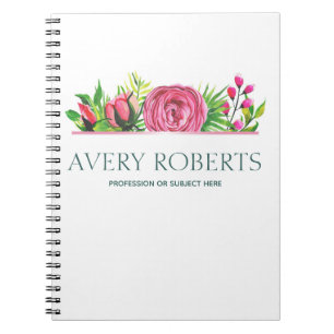 Moderne Elegant florale waterverf Notitieboek