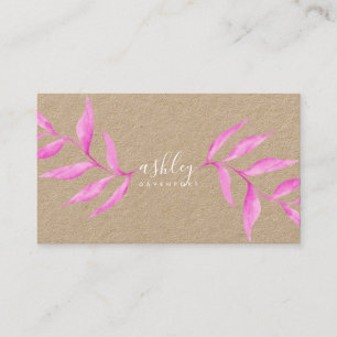 Moderne elegant florroze waterverf kraft visitekaartje