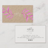 Moderne elegant florroze waterverf kraft visitekaartje (Voorkant / Achterkant)