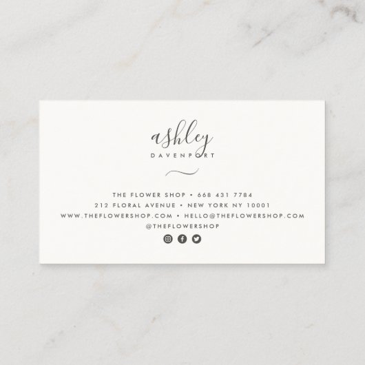 Moderne elegant florroze waterverf kraft visitekaartje (Achterkant)