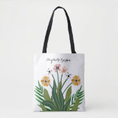 Moderne Elegant Flowers Waterverf Tuin Custom Tote Bag (Voorkant)