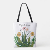 Moderne Elegant Flowers Waterverf Tuin Custom Tote Bag (Achterkant)
