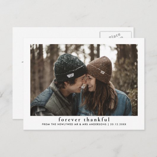 Moderne Elegant Forever Dankbare Pas getrouwd Foto Briefkaart (Voorkant / Achterkant)