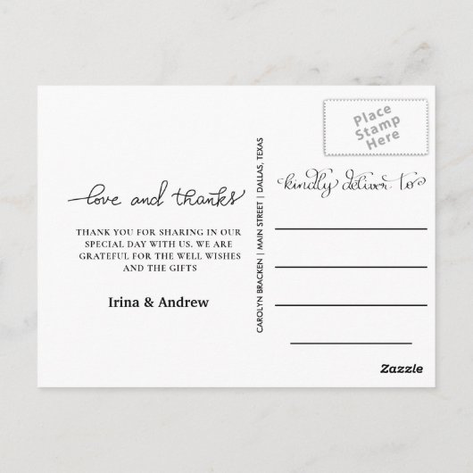 Moderne Elegant Forever Dankbare Pas getrouwd Foto Briefkaart (Achterkant)
