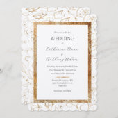 Moderne Elegant Gevoeld Goud Bloemen Bruiloft Kaart (Voorkant / Achterkant)