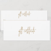 Moderne Elegant Gold Business Cadeaubon (Voorkant / Achterkant)