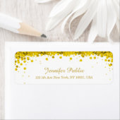 Moderne Elegant Gold Confetti Script Luxe Sjabloon Etiket (Insitu)