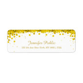 Moderne Elegant Gold Confetti Script Luxe Sjabloon Etiket (Voorkant)