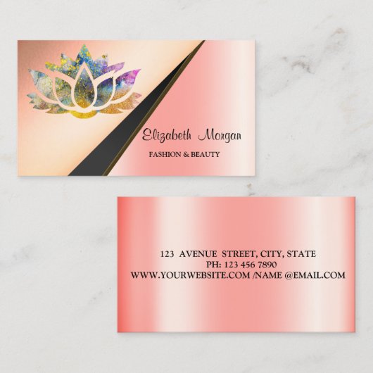 Moderne Elegant Gold Geometric Chic Lotus Visitekaartje (Voorkant / Achterkant)