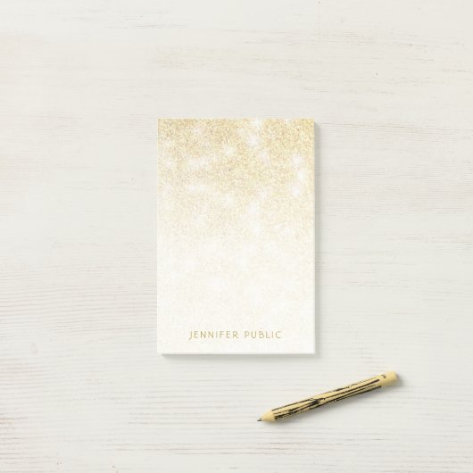 Moderne Elegant Gold Glitter Sjabloon Minimalist Post-it® Notes (Op bureau)