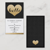 Moderne Elegant Gold Hallo Heart Black Stippen - A Visitekaartje (Voorkant / Achterkant)
