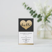 Moderne Elegant Gold Hallo Heart Black Stippen - A Visitekaartje (Staand voorkant)