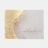 Moderne Elegant Gold Monogram Script Name Welkom Deurmat (Voorkant)