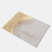 Moderne Elegant Gold Monogram Script Name Welkom Deurmat (Schuin)