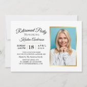 Moderne Elegant Gold Photo Retirement Party Kaart (Voorkant)