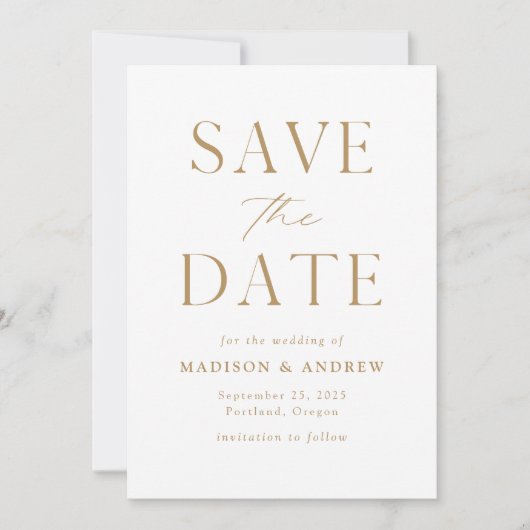 Moderne Elegant Gold QR-code Save The Date (Voorkant)
