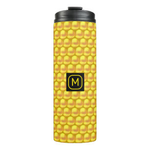 Moderne Elegant Gold Stippen en monogram Thermosbeker