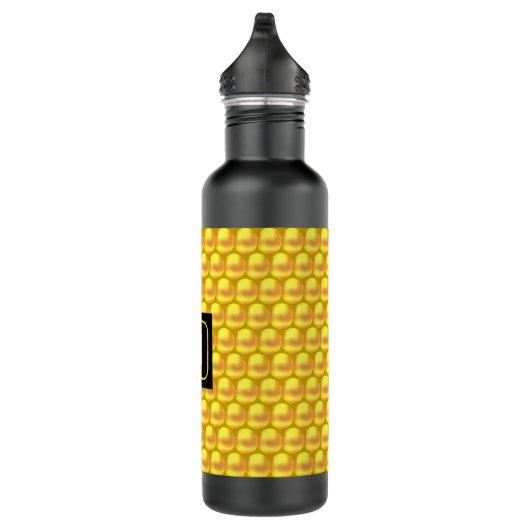 Moderne Elegant Gold Stippen en monogram Waterfles (Rechts)