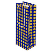 Moderne Elegant Gold-Stippen op blauw Wijn Cadeautas (Voorkant Gekanteld)