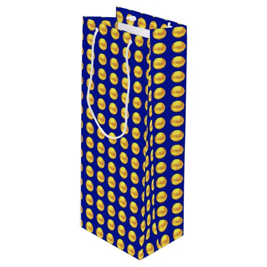 Moderne Elegant Gold-Stippen op blauw Wijn Cadeautas (Voorkant Gekanteld)