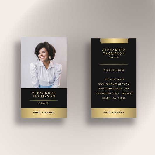 Moderne Elegant Gold Stripe CEO Professional Foto Visitekaartje