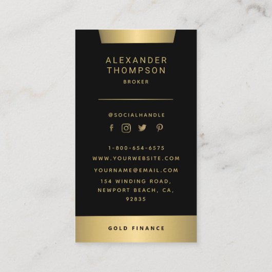 Moderne Elegant Gold Stripe CEO Professional Foto Visitekaartje (Achterkant)