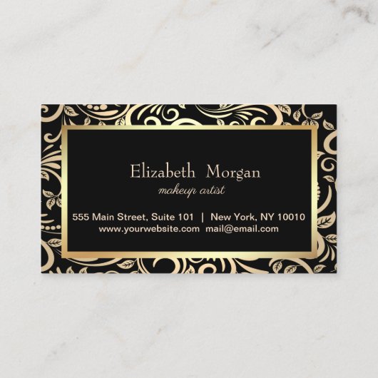 Moderne Elegant Gold Swirls Lijst Loyalty Kaart (Achterkant)