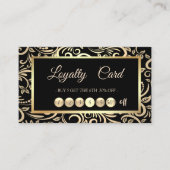 Moderne Elegant Gold Swirls Lijst Loyalty Kaart (Voorkant)