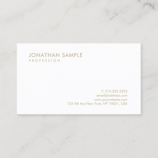 Moderne Elegant Gold Text Font Minimale Sjabloon Visitekaartje (Achterkant)