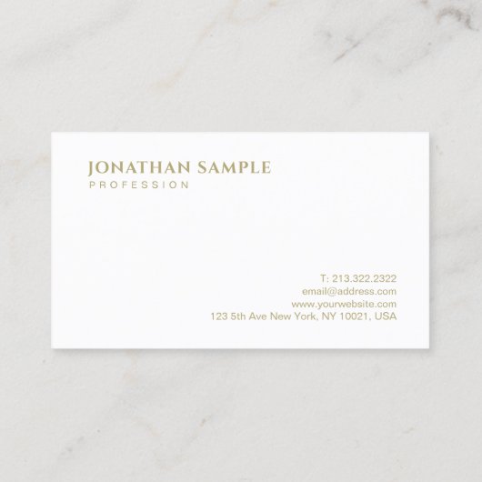 Moderne Elegant Gold Text Font Minimalist Sjabloon Visitekaartje (Achterkant)