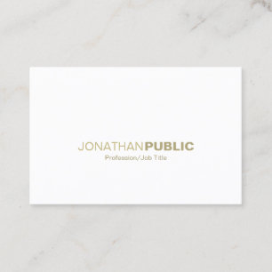 Moderne Elegant Gold White Minimalist Chic Plain Visitekaartje