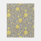 Moderne Elegant Gold Yellow Grey Cone Flowers Fleece Deken (Voorkant)