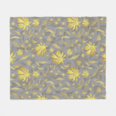 Moderne Elegant Gold Yellow Grey Cone Flowers Fleece Deken (Voorkant (Horizontaal))