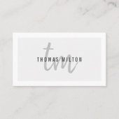 Moderne Elegant Gray White Monogram Consultant Visitekaartje (Voorkant)