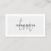 Moderne Elegant Gray White Monogram Consultant Visitekaartje (Voorkant)