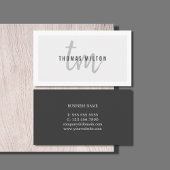 Moderne Elegant Gray White Monogram Consultant Visitekaartje