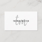 Moderne Elegant Gray White Monogram Consultant Visitekaartje (Voorkant)