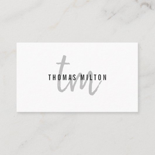 Moderne Elegant Gray White Monogram Consultant Visitekaartje (Voorkant)