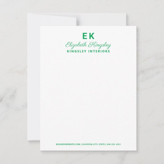 Moderne Elegant Green Custom Name and Business Notitiekaartje (Voorkant)