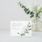 Moderne Elegant Green Eucalyptus Wedding QR Code Informatiekaartje (Staand voorkant)