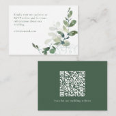 Moderne Elegant Green Eucalyptus Wedding QR Code Informatiekaartje (Voorkant / Achterkant)